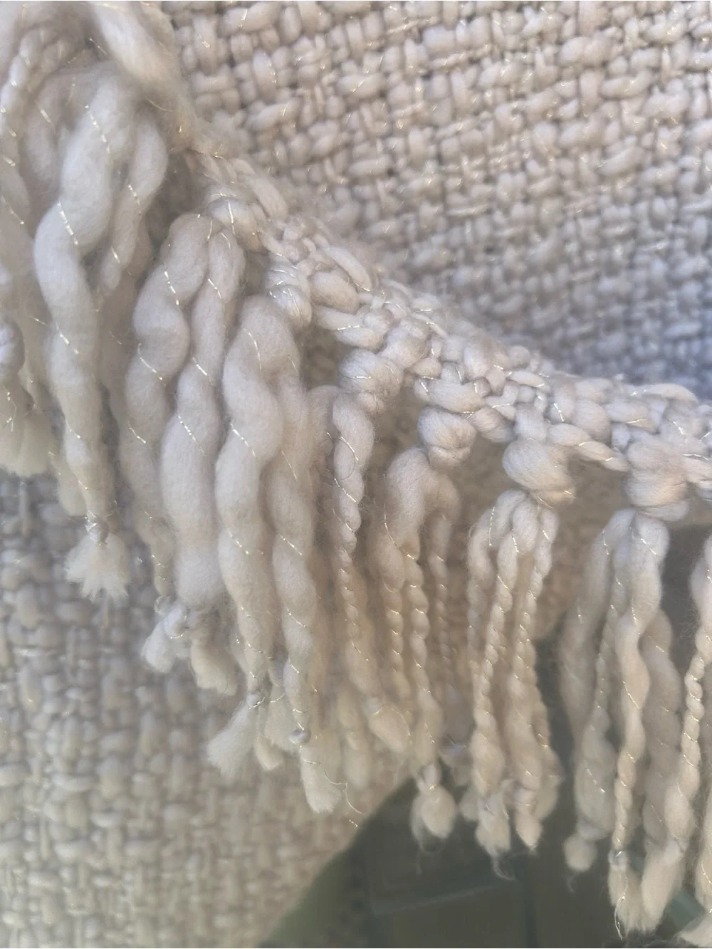 Pottery Barn metallic thread throw